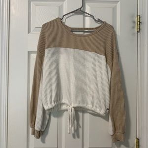 Hollister brown and white waffle long sleeve